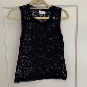 Black Lace Sleeveless Blouse
